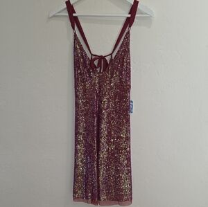Free People Wine Sequin Dress